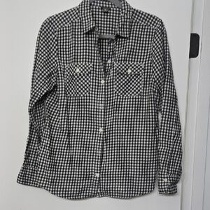 Eddie Bauer Black and White Checkered Button Down Shirt